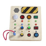 Wooden Busy Board Sensory Toy For Infants And Toddlers With Light Switch Features